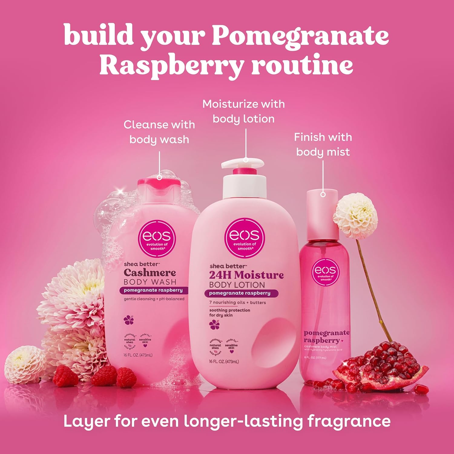 EOS Shea Better Body Lotion 16oz Pomegranate Raspberry - MeStore - EOS