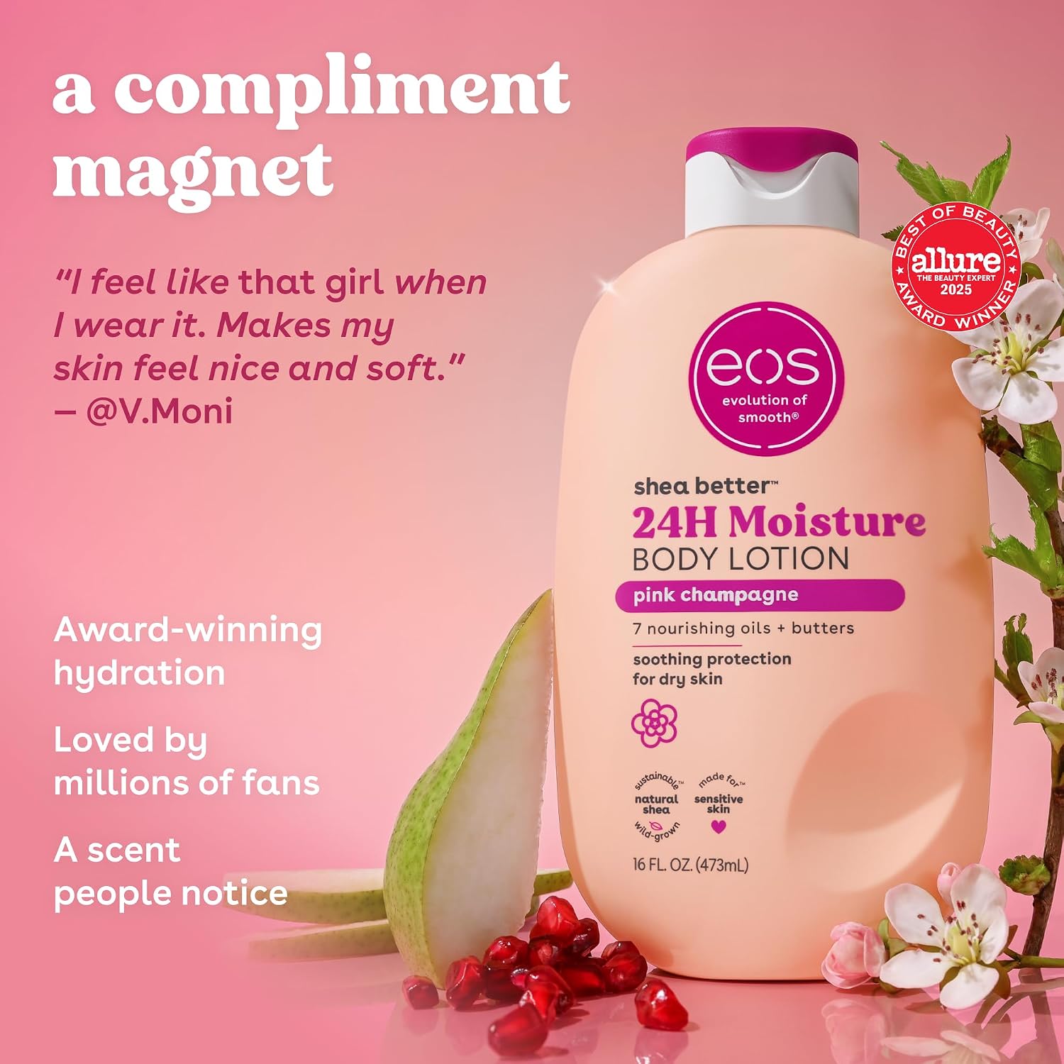 EOS Shea Better Body Lotion pink champagne 16oz - MeStore - EOS