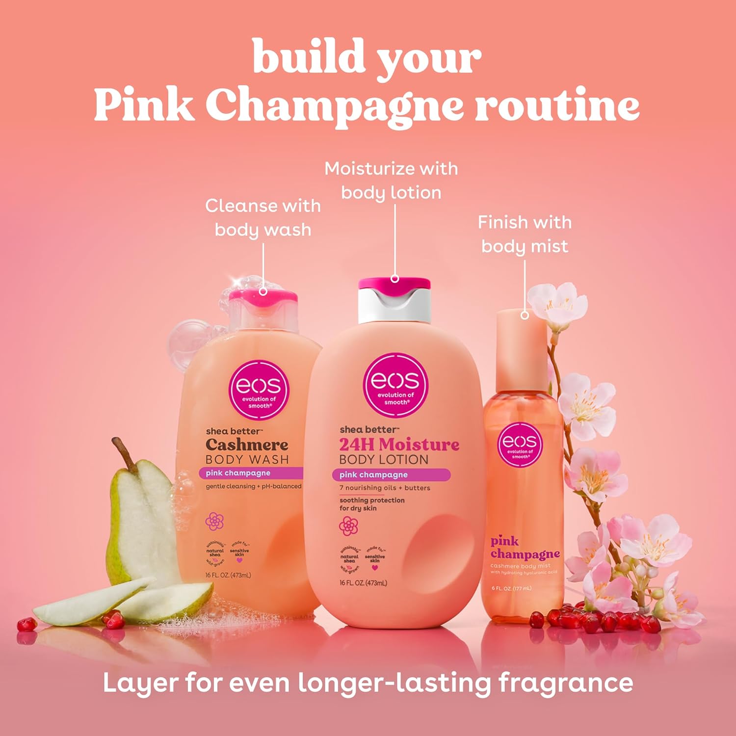 EOS Shea Better Body Lotion pink champagne 16oz - MeStore - EOS
