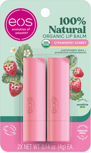 Eos USDA Organic Strawberry Sorbet Lip Balm 2 - Pack 4 g - MeStore - EOS