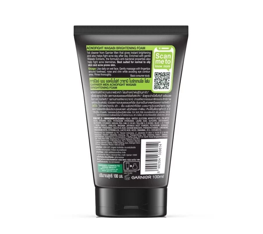 Garnier Acno Fight Anti - Acne Imper Fections Brightening Foam Salicylic Actives + Ekstrak Wasabi - 100 Ml - MeStore - Garnier