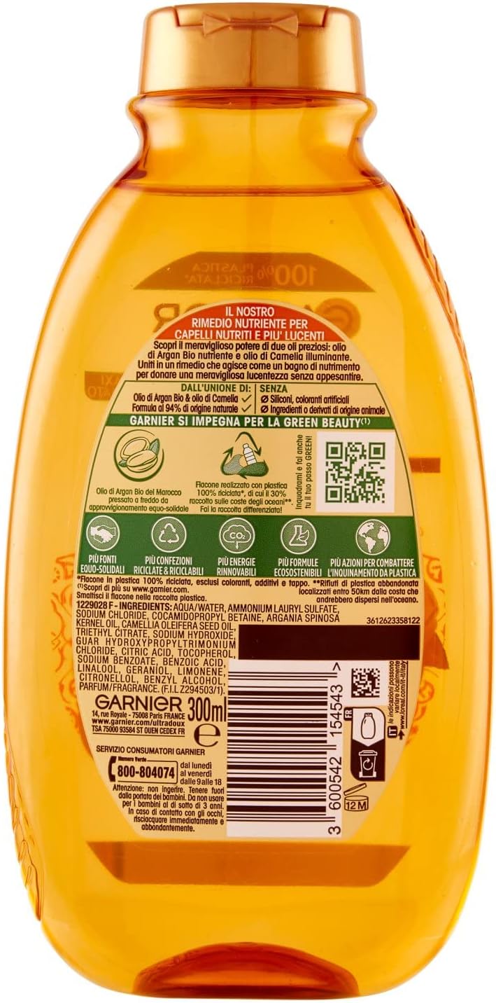 Garnier Ultra Dolce Shampoo Gli Oli Meravigliosi Argan & Camelia - 300 Ml - MeStore - Garnier