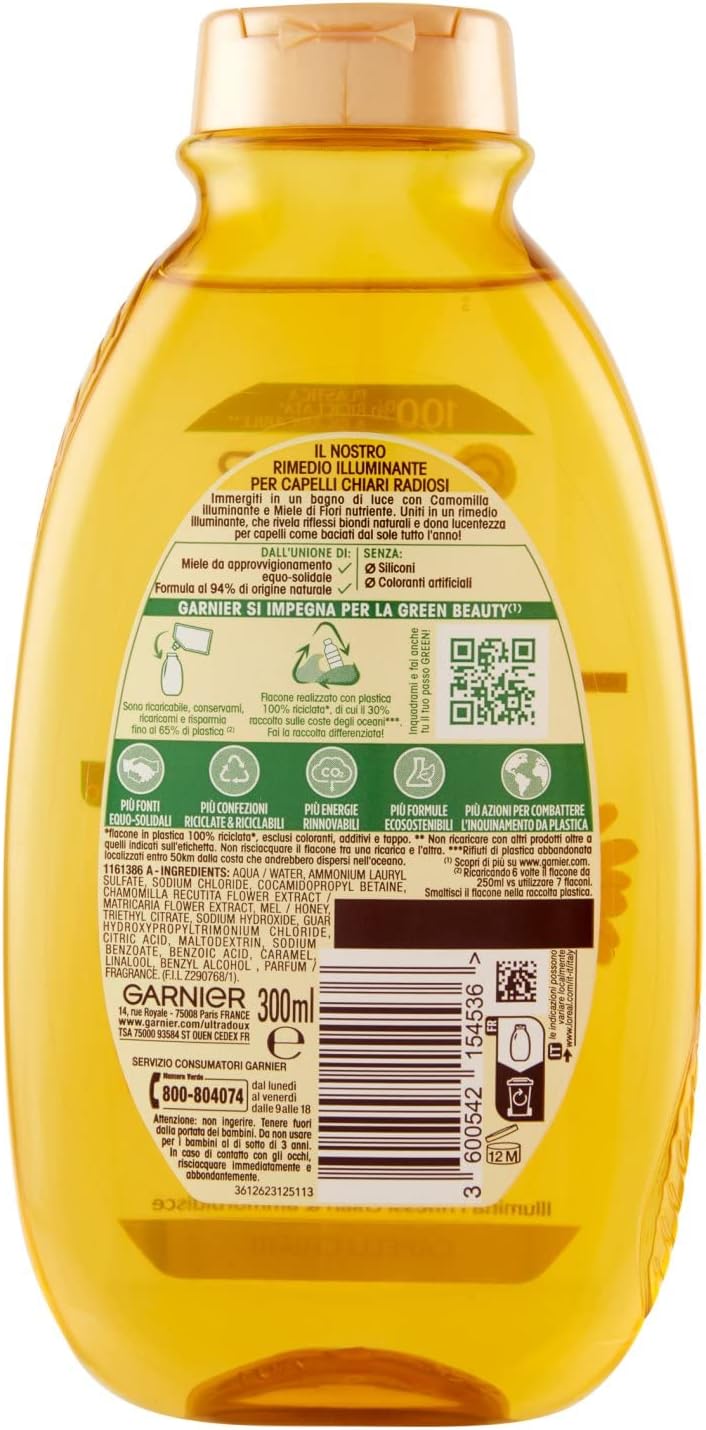 Garnier Ultra Dolce Shampoo Illuminate Camomilla Baciata Dal Sole & Miele Di Fiori - 300 Ml - MeStore - Garnier