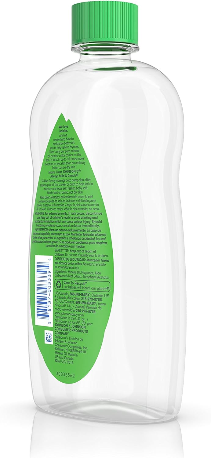 Johnson's Baby Oil, Aloe Vera and Vitamin E, 20 Fl Oz - MeStore - Johnson's