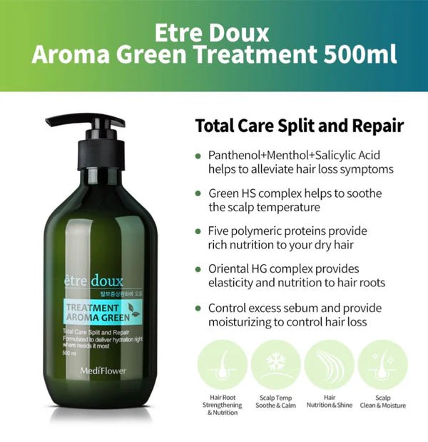 Medi Flower Etre doux Aroma Green Treatment (Anti hair loss) 500ml - MeStore - Medi Flower