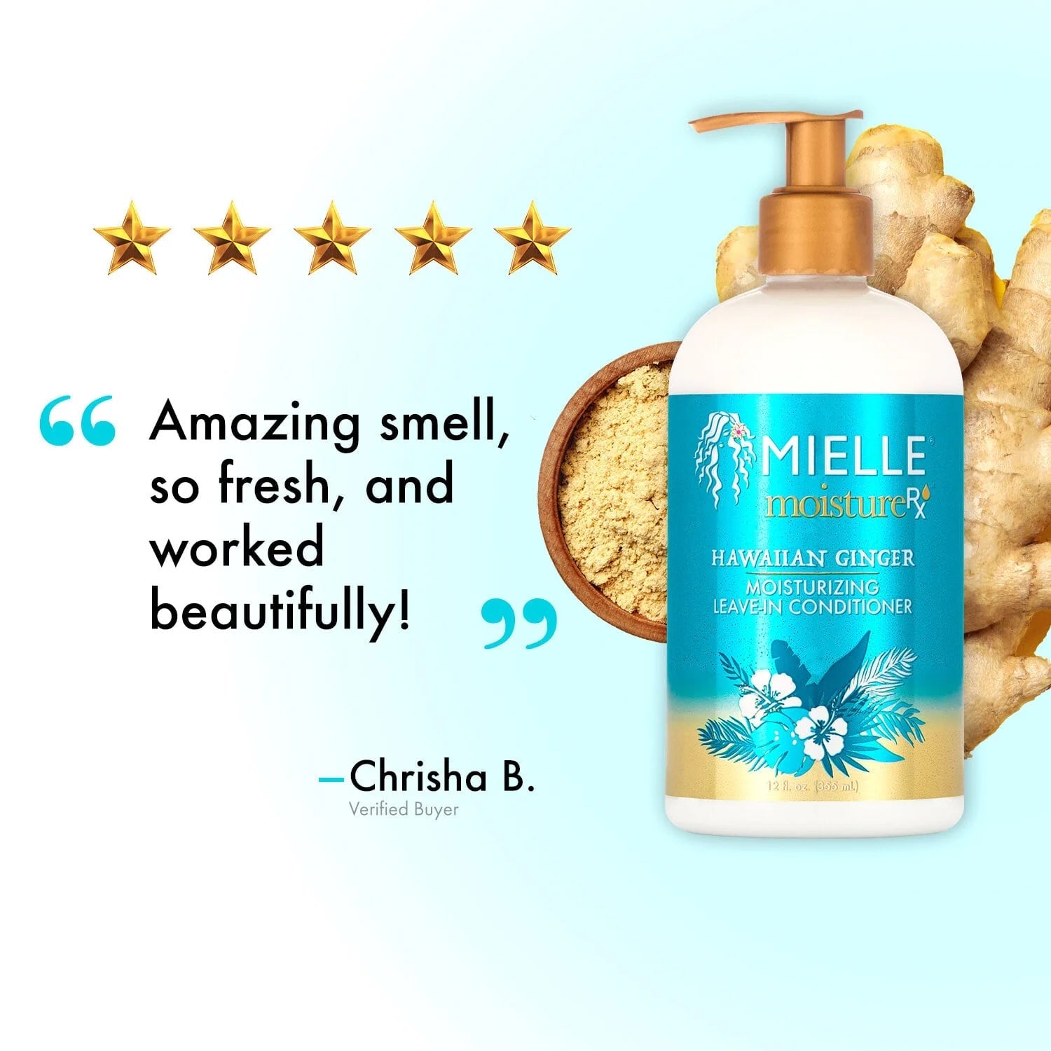 MIELLE ORGANICS - MOISTURE RX HAWAIIAN GINGER MOISTURIZING LEAVE - IN CONDITIONER - 12 OZ - MeStore - Mielle Organics