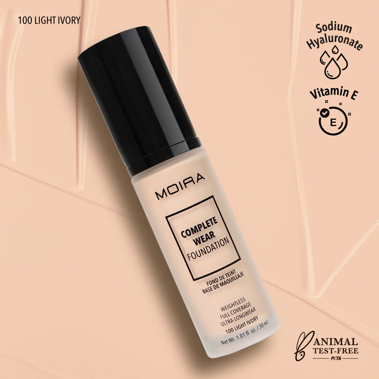Moira - Complete Wear™ Foundation (100, Light Ivory) - MeStore - Moira Beauty