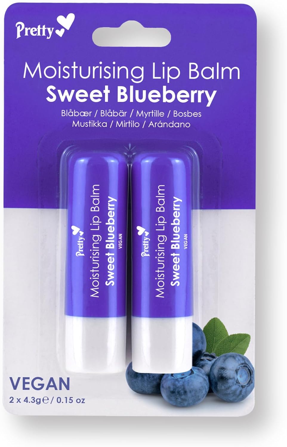 Pretty Moisturising Lip Balm Twin Pack Blueberry - MeStore - Pretty