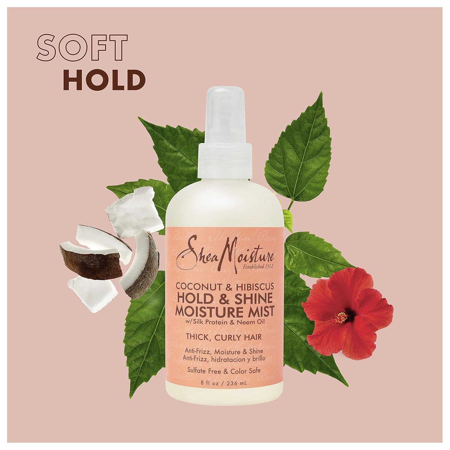 SheaMoisture Hold and Shine Moisture Mist Coconut and Hibiscus for Thick, Curly Hair for Frizz Control 8 oz - MeStore - Shea Moisture