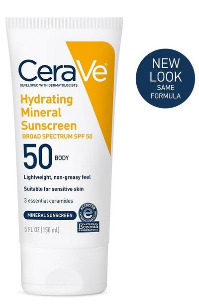 Cerave Hydrating Mineral Sunscreen Spf 50 Body 5Oz