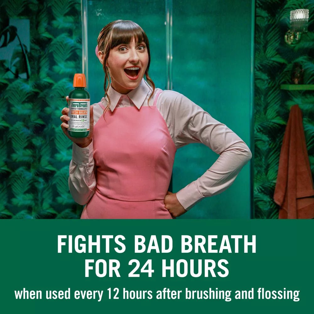 TheraBreath Fresh Breath Oral Rinse Rainforest Mint 16oz - MeStore - TheraBreath