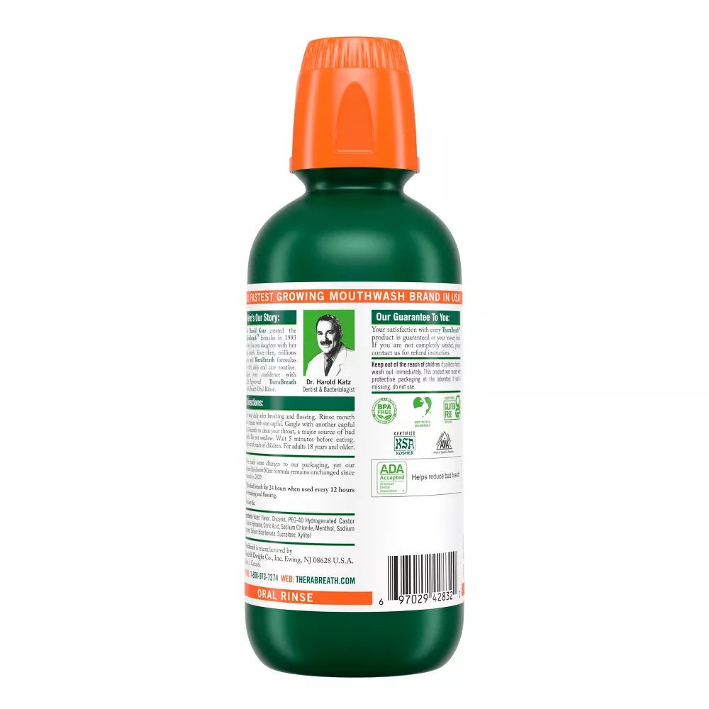 TheraBreath Fresh Breath Oral Rinse Rainforest Mint 16oz - MeStore - TheraBreath