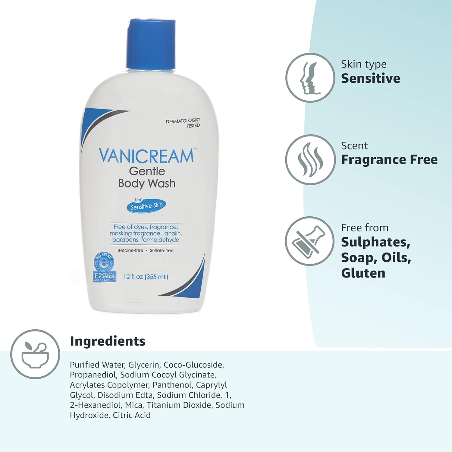 Vanicream Gentle Body Wash 12oz Bottle  - MeStore - VANICREAM