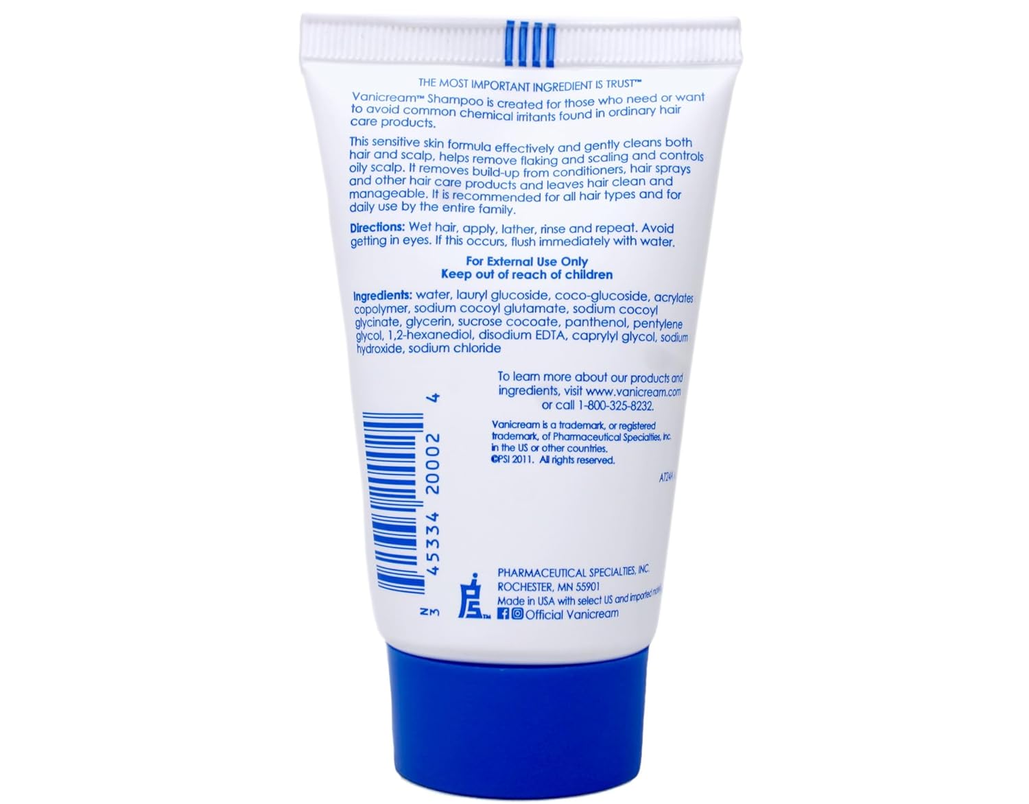 Vanicream Shampoo 2 oz. Travel Tube - MeStore - VANICREAM