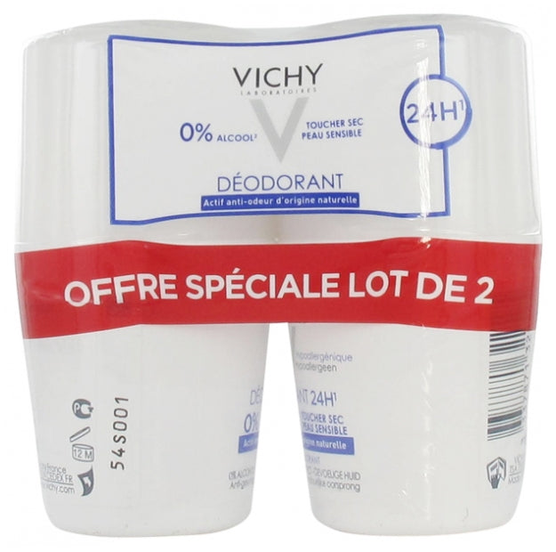 Vichy 24HR Deodorant Dry Touch Sensitive Skin 2 x 50ml