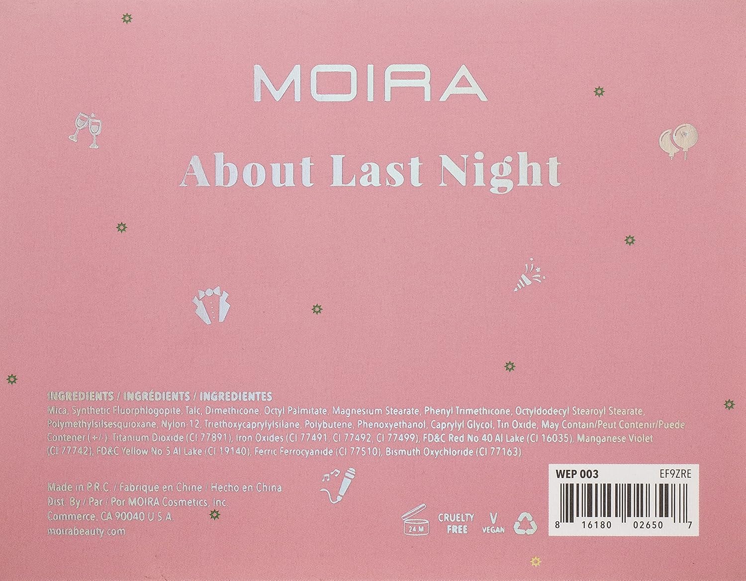 WEP003 - About Last Night Eyeshadow Palette - MeStore - Moira Beauty