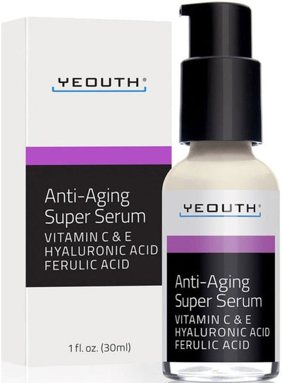 Anti-aging Super Serum, Ferulic Acid,hyaluronic Acid, Vitamin C & E, 1oz - MeStore