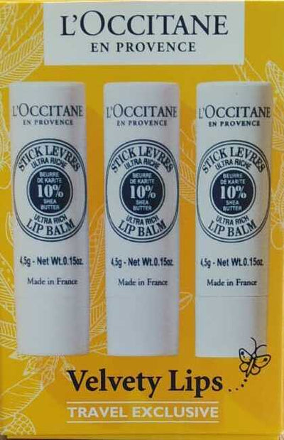 Loccitane Velvety Lips 4.5g X3 Gift Set Skin Care - MeStore